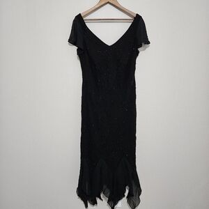 Vintage Beaded Goth Dark Romantic Fairy Dress 14W